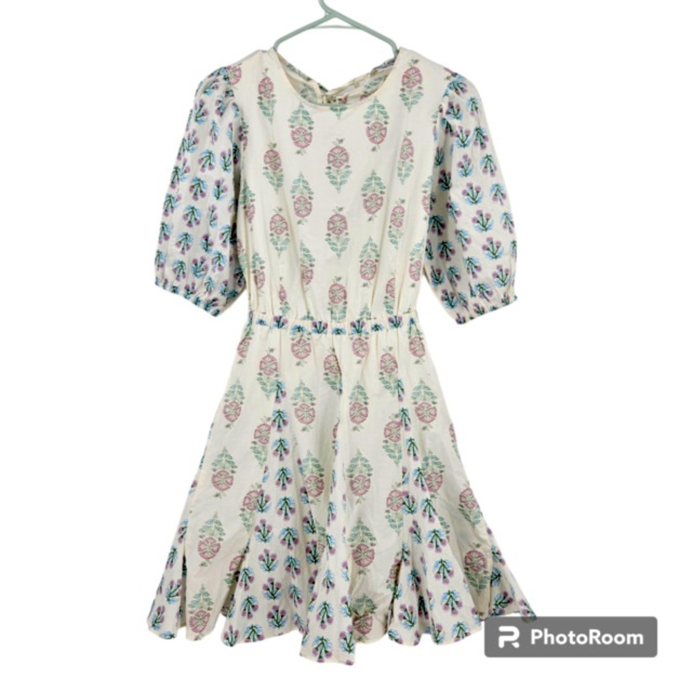 Christian Lacroix Tie Back White & Pastel Floral Dress